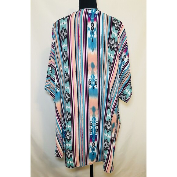 Now N Forever Aztec Print Colorful Open Front Cardigan Kimono Boho Plus Size‎ 2X - Picture 3 of 8